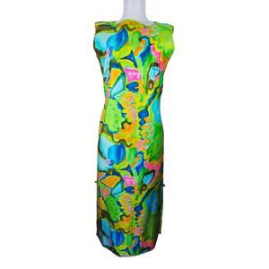 Hawaiian Casuals Stan Hicks Stunning Floral Print Side Slit Womens Maxi Dress